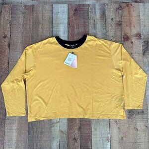 Monki yellow maja longsleeve top women's xxl